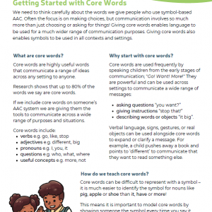 A screen shot of the Getting Started with Core Words Leaflet